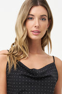 Women's Woven Cowl-Neck Camisole with Decorative Studs