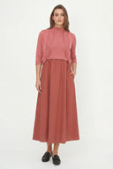 Women's Knit/Woven Combo Cardigan
