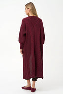 Women's Knit Open Cardigan, Long Sleeves, Patch Pockets & Cable Back