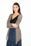 Women's Knit & Woven Cardigan with Long Sleeves