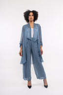 Women’s Woven Long Sleeve Cardigan. Composition: 70% Viscose and 30% Linen. 