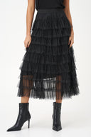 Women's Knit Tiered Pull-On Skirt with Decorative Studs