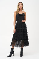 Women's Knit Tiered Pull-On Skirt with Decorative Studs