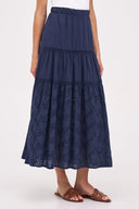 Women's Knit/Woven Combo Skirt