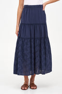 Women's Knit/Woven Combo Skirt