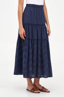 Women's Knit/Woven Combo Skirt
