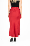 WOMEN'S HIGH-WAISTED WOVEN A-LINE PULL-ON SKIRT, WITH A DELICATELY FLOWING DECORATIVE PANEL