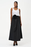 Women's Woven Pull-On Maxi Circle Skirt with Removable Floral Belt