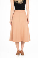 WOMEN'S MID CALF PULL-ON KNIT SKIRT, WITH SIDE SEAM POCKETS