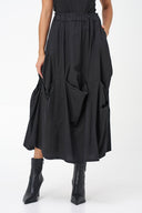 Women's Woven Gathered Bubble Pull-On Skirt with Scoop Pockets