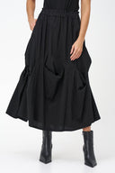 Women's Woven Gathered Bubble Pull-On Skirt with Scoop Pockets