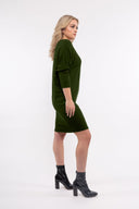 Women’s Knit Long Sleeve Dress. Composition: 50% Viscose, 25% Nylon, 20% Polyester and 5% Lycra. 