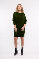 Women’s Knit Long Sleeve Dress. Composition: 50% Viscose, 25% Nylon, 20% Polyester and 5% Lycra. 