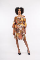 Women’s Woven 3/4 Sleeve Dress. Composition: 70% Viscose and 30% Silk. 