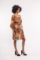 Women’s Woven 3/4 Sleeve Dress. Composition: 70% Viscose and 30% Silk. 