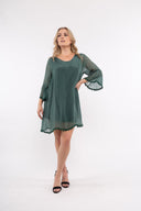 Women’s Woven 3/4 Sleeve Dress. Composition: 70% Viscose and 30% Silk. 