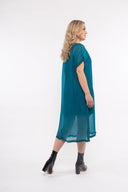 Women’s Woven Short Sleeve Dress. Composition: 70% Viscose and 30% Silk. 