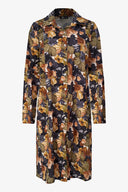 Women's Woven Stand Collar Button Down Tunic-Length Shirt | M