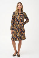 Women's Woven Stand-Collar Button-Down Tunic Shirt with Patch Pockets