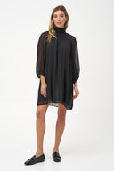 Women's Woven Sheer Mock-Neck Knee-Length Dress | M