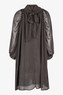 Women's Woven Sheer Mock-Neck Knee-Length Dress | M