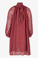 Women's Woven Sheer Mock-Neck Knee-Length Dress | M