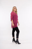 Women’s Woven 3/4 Sleeve Tunic. Composition: 70% Viscose and 30% Silk. 
