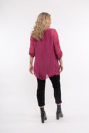 Women’s Woven 3/4 Sleeve Tunic. Composition: 70% Viscose and 30% Silk. 