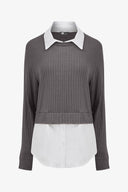 Women's Knit & Woven Combo Tunic | M