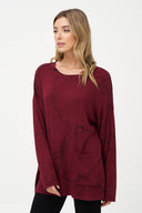 Women's Knit Wide-Neck Tunic, Long Drop-Shoulder Sleeves & Pockets