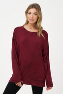 Women's Knit Wide-Neck Tunic, Long Drop-Shoulder Sleeves & Pockets