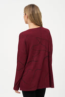 Women's Knit Wide-Neck Tunic, Long Drop-Shoulder Sleeves & Pockets