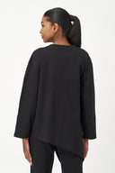 Women's Studded Knit Crew-Neck Tunic, Long Sleeves & Asymmetric Hem
