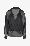 Women's Woven Sheere Criss-Cross Long Sleeve Top | M