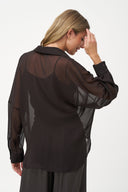 Women's Woven Sheere Criss-Cross Long Sleeve Top | M
