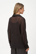 Women's Sheer Collared Crisscross Top, Long Sleeves & Separate Tank