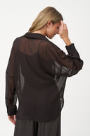 Women's Sheer Collared Crisscross Top, Long Sleeves & Separate Tank