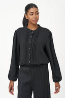 Women's Woven Button Down Shirt With A Front Pin-Tuck Detailing | M