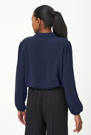 Women's Woven Button-Down Shirt with Front Pintuck Details