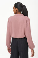 Women's Woven Button-Down Shirt with Front Pintuck Details