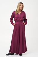 Women's Woven V-Neck Button-Down Shirt with Long Sleeves