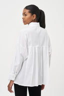 Women's Woven Button-Down Shirt, Long Sleeves & Pleated Back