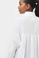 Women's Woven Button-Down Shirt, Long Sleeves & Pleated Back