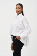 Women's Woven Button-Down Shirt, Long Sleeves & Pleated Back