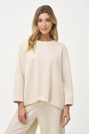 Women's Knit Crew-Neck Sweatshirt with Long Sleeves & Back Snaps