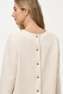 Women's Knit Crew-Neck Sweatshirt with Long Sleeves & Back Snaps