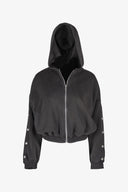 Women's Knit Hooded Zip-Up Long Sleeve Sweatshirt | M