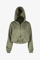 Women's Knit Hooded Zip-Up Long Sleeve Sweatshirt | M