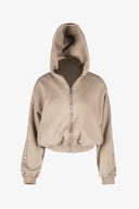 Women's Knit Hooded Zip-Up Long Sleeve Sweatshirt | M