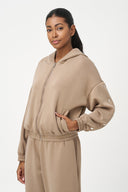Women's Knit Hooded Zip-Up Long Sleeve Sweatshirt | M